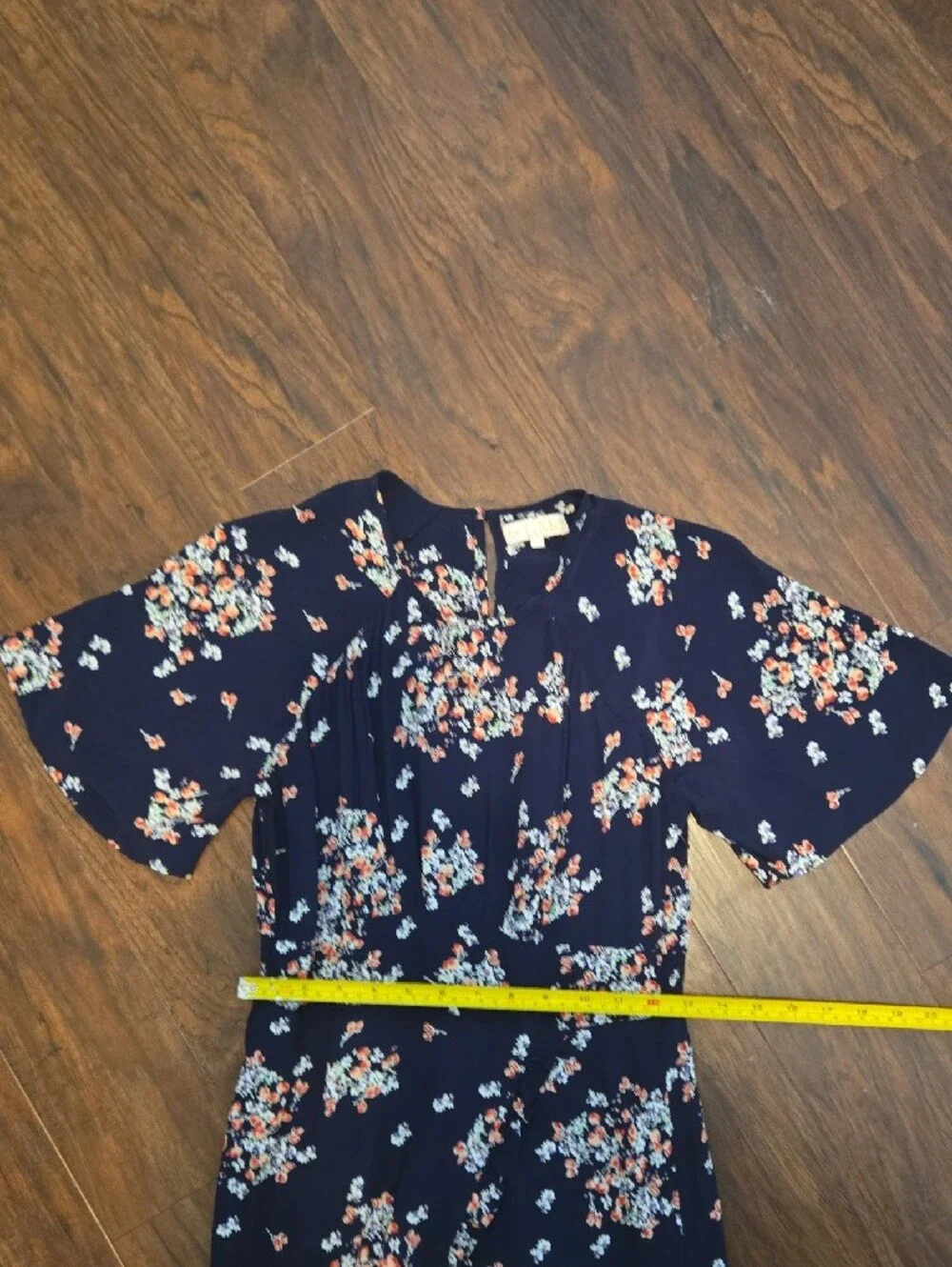 ​byTiMo Navy Blue Floral Short Flutter Sleeve Midi/Maxi Dress Sz XS_096